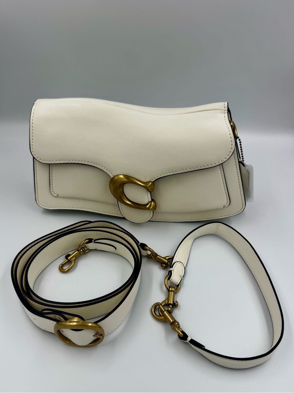 Coach Tabby Shoulder Bag 26 Chalk White Leather Gold Hardware - Picture 3 of 12
